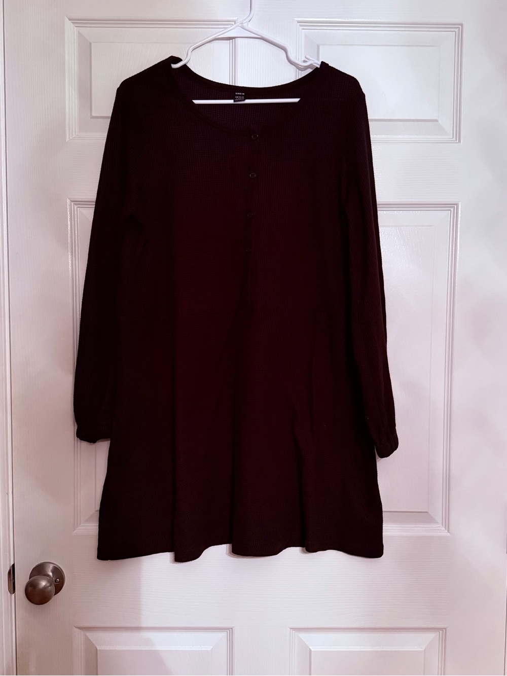 SHEIN Black Ribbed Button-Front Knit Dress